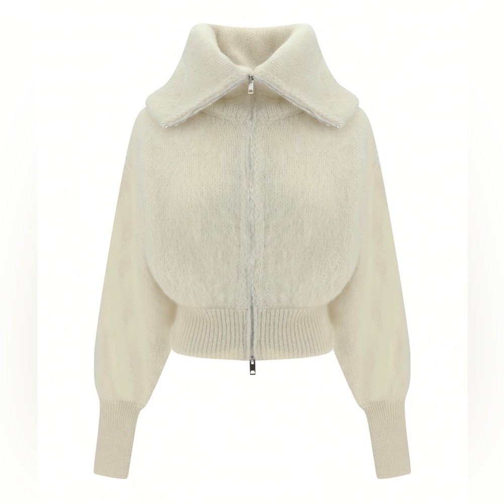Fuzzy White Bomber Jacket